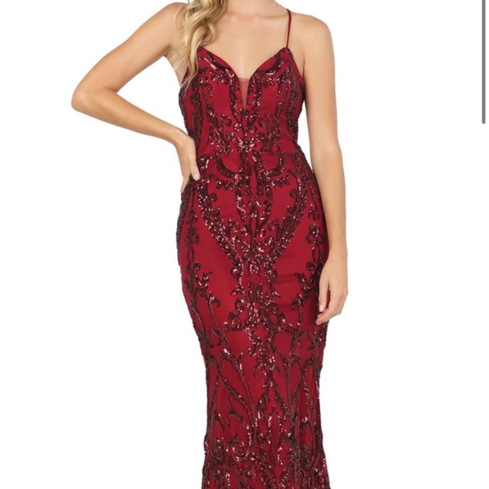 Dancing queen red sequin prom dress